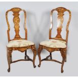 PAIR OF DUTCH MARQUETRY ARMORIAL CHAIRS