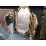 Louis style gilt triple dressing mirror