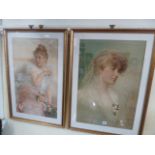 Victorian gilt frame bridal prints - M H Earnshaw