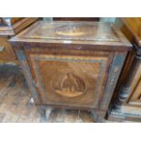 19thC Dutch marquetry cabinet with pictorial panel central to door and top