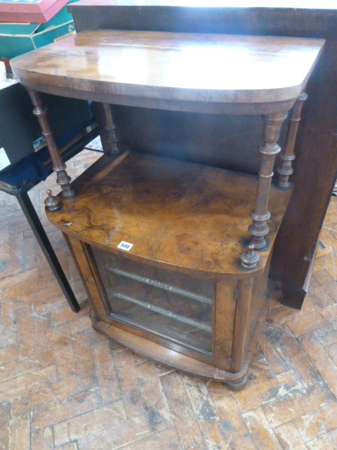 Victorian walnut what-not glazed music cabinet