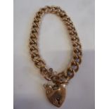 9ct Rose Gold curb link bracelet with padlock clasp ( 16g )