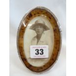 Oval silver tortoiseshell photograph frame - Birmingham 1925