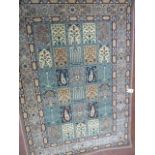 Van De Wiele full pile Persian panel garden design rug (1.5 x 1.