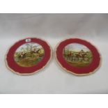 Pair Copeland Spode Herring Hunting scene plates - 'Off to Draw' and 'The Huntsman'