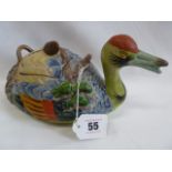 Banko Mallard duck teapot (missing bamboo handle)