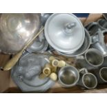 Pewter, tankards, trays,