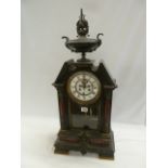 Slate and marble mantel clock with Green Man style motif and Mercury filled pendulum