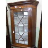 Edwardian inlaid mahogany Astragal glazed corner cabinet