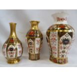 Royal Crown Derby Imari 1128 vases (3) (second quality)