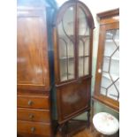 Edwardian mahogany domed top glazed corner display cabinet