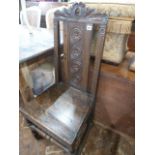 18thC carved oak hall chair