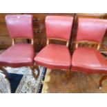 Set 6 honey oak red leatherette dining chairs