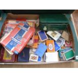 Tin of old marbles, vintage games,