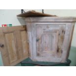 19thC Pine corner cupboard,