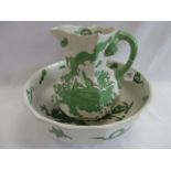 19thC Masons Green Dragon pattern wash jug and bowl
