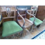 Victorian mahogany elbow chair and pair side chairs