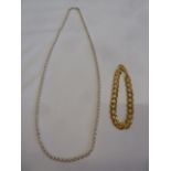 9ct Gold flat link bracelet ( 16g ) and silver chain ( 22g )