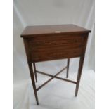 Inlaid mahogany 2 drawer side table with X stretcher