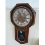 Ansonia American mahogany cased wall clock