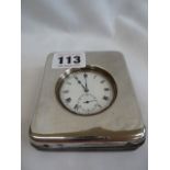 Brevets Enigma pocket watch in silver faced leather travel case (Birmingham 1918)