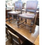 Oak refectory table and 4 chairs