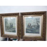 Pair Alken coaching prints in heavy gilt foliate frames