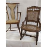 19thC cane seated rocking chair and side chair (2)