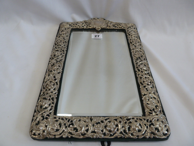 Large pierced silver frame mirror - Chester 1901 (15" x 91/2")