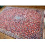 Red ground full pile Persian Keshan carpet (3 x 2m)