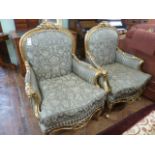 Pair of giltwood baroque style armchairs