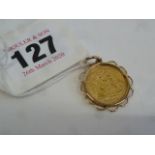 Gold 1/2 Sovereign 1913 in pendant mount ( 5.