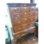 Georgian walnut chest on later stand (some remade and reconditioning)