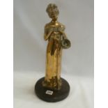 Brass statue of Victorian girl reading (43cm tall)