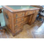 Late 19thC inlaid marquetry kneehole desk