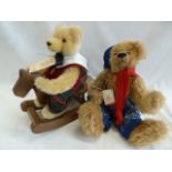 Martin Hermann 11th Sonneberg Teddy Bear on rocking horse and Clemens Spieltiere musical Teddy Bear