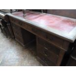 Late 19thC leather inset pedestal desk