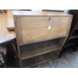 1960's light oak sliding glass door bureau bookcase