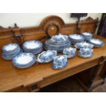 Large blue and white dinner service- Losol Ware Chatsworth