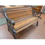 Cast iron teak slatted garden bench