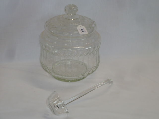 Early 20thC cut glass punch bowl with cover, - Image 5 of 5