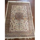 Ivory ground Kashmir traditional Sharbas Medallion rug (1.8 x 1.