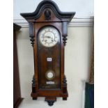 19thC walnut pendulum wall clock