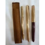 Parker rolled gold ink pen etc (3)