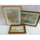 Watercolours - Still Life of Flowers - T Lunt-Roberts and Windmill landscape - Maud Bell (3)