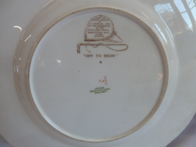 Pair Copeland Spode Herring Hunting scene plates - 'Off to Draw' and 'The Huntsman' - Image 2 of 3