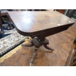19thC Inlaid mahogany fold top card table