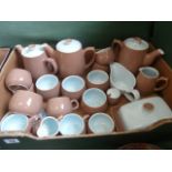 Langley pottery Lucerne teapots, hot chocolate mugs,