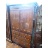 Victorian inlaid mahogany press wardrobe