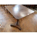 19thC mahogany square pedestal tilt top table